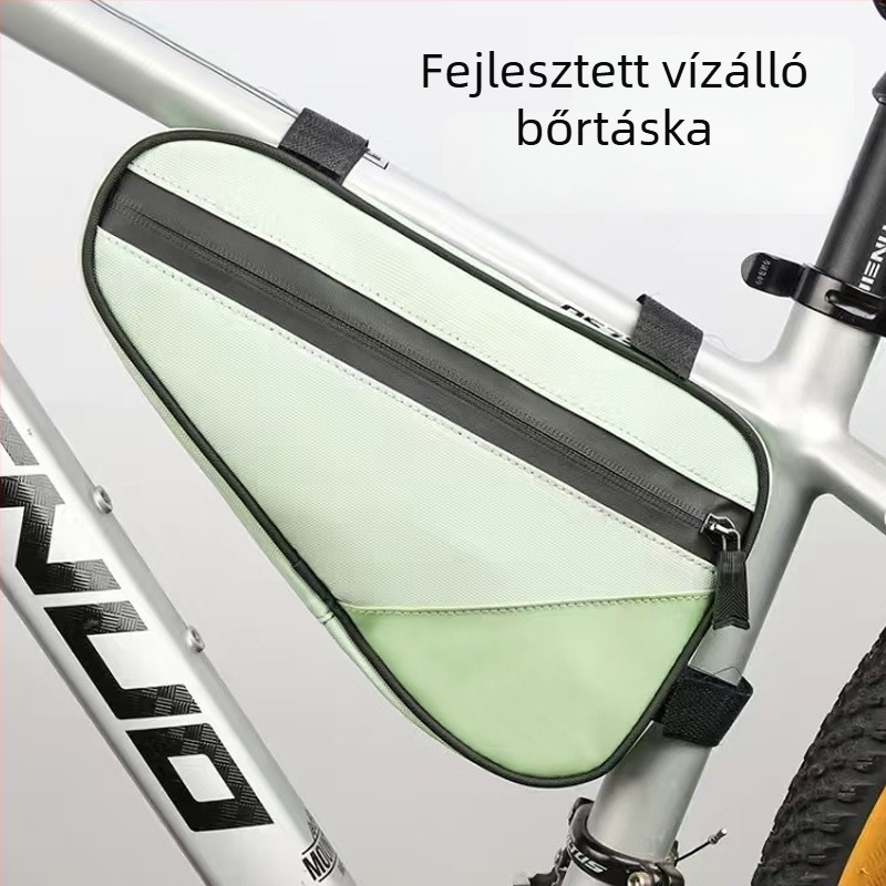 Kerékpár első vázcsövére táska – PU bőr, vízálló, 2L kapacitás, modell DT1401, bélelt