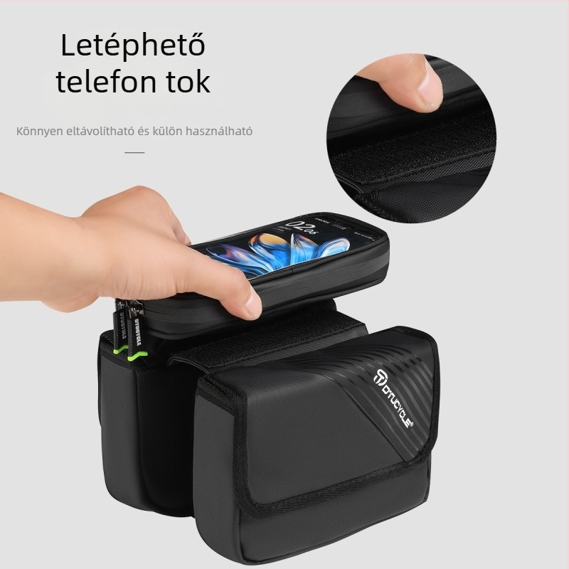 Dtucycle/Dongtu Dt-1115 MTB első váztáska, 2L, PU bőr, vízálló, kétoldalas, béléssel