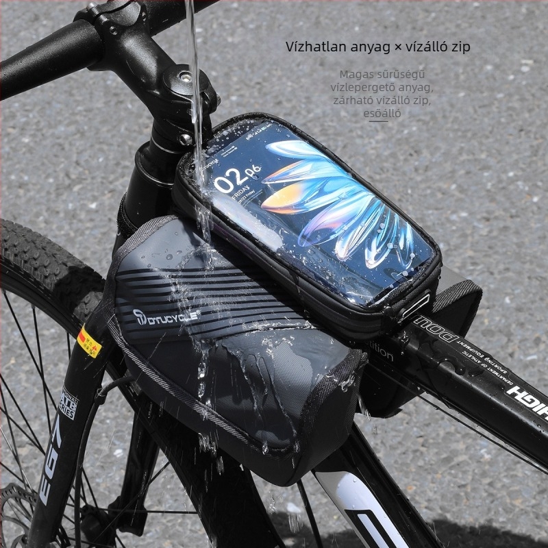 Dtucycle/Dongtu Dt-1115 MTB első váztáska, 2L, PU bőr, vízálló, kétoldalas, béléssel
