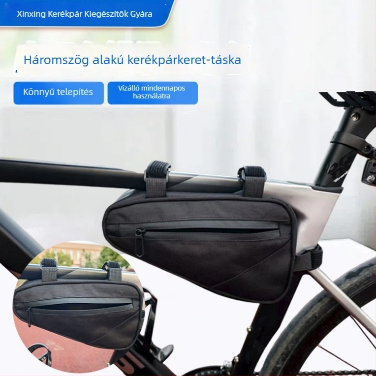 Kerékpár háromszög táska, nagy kapacitású tároló, kationikus szövet, béléses