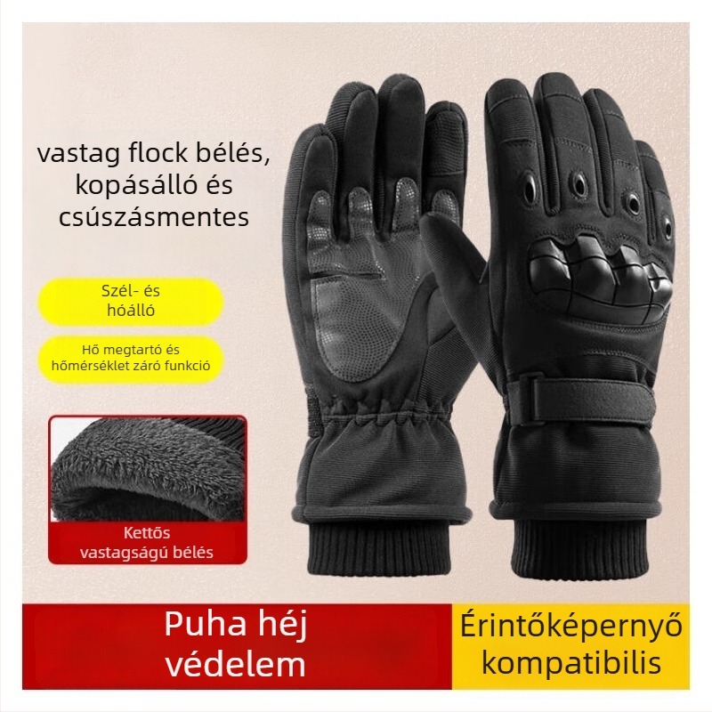 Téli kerékpáros kesztyűk, kötött anyagból, fleece-béléssel, meleg, uniszex, felnőtteknek