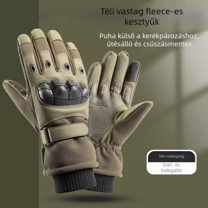 Téli kerékpáros kesztyűk, kötött anyagból, fleece-béléssel, meleg, uniszex, felnőtteknek