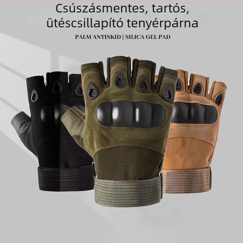 Kerékpáros kesztyűk, uniszex, félujjas védő edzéshez, anyag: Microfiber leather + stair cloth