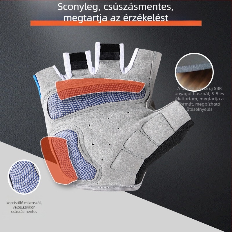 Uniszex kerékpáros kesztyű, légáteresztő Disc mesh anyagból, ütéscsillapító, csúszásmentes, anti-blister (független márka)