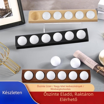 Fából készült golflabda kiállító állvány — falra szerelhető, egyrétegű, modern minimál stílus