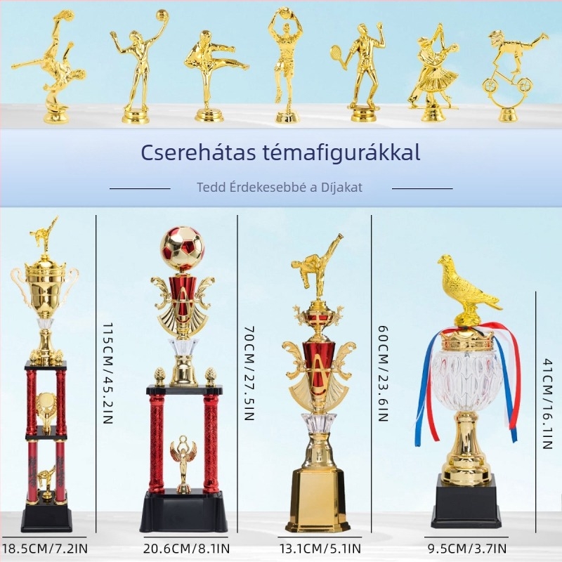 Négyoszlopos trófea – műanyag, testre szabható, logó nyomtatás elérhető, Márka: Moral Style, ajándékba ideális