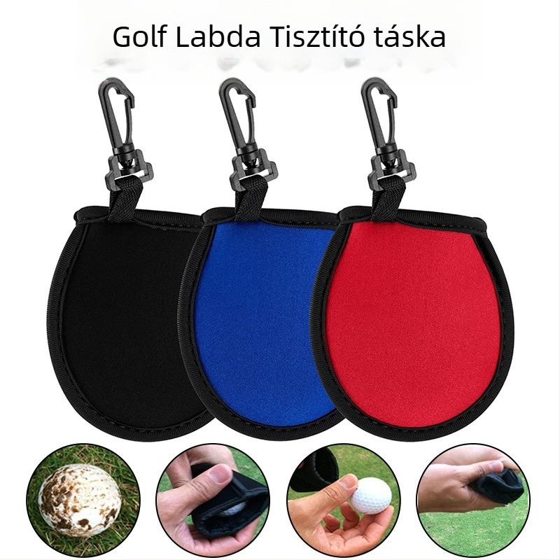 Golf labda tisztító táska hordozható törölközővel és fleece-bevonatú golflabda védővel, logónyomtatás, testreszabás és magáncímke