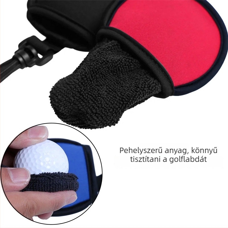 Golf labda tisztító táska hordozható törölközővel és fleece-bevonatú golflabda védővel, logónyomtatás, testreszabás és magáncímke