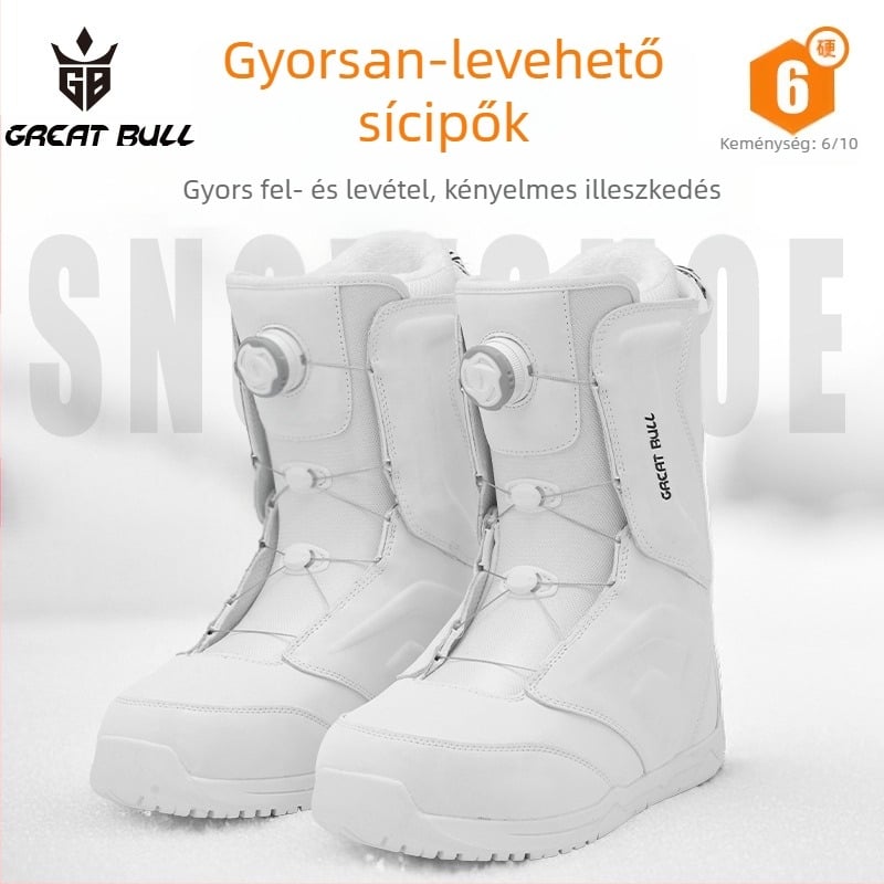 Snowboard csizma uniszex, PU felső rész vízálló anyaggal, külső talp gumi, csillapító talpbetét, hőszigetelés