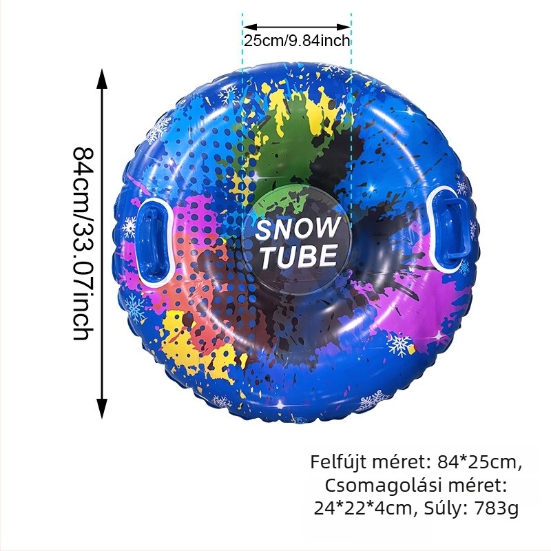 Felfújható hócső, PVC anyag, 7–14 éveseknek, kültéri használatra (kemping, rendezvények), vastag párnázott kialakítás