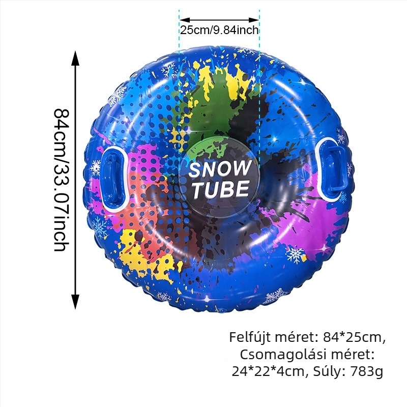 Felfújható hócső, PVC anyag, 7–14 éveseknek, kültéri használatra (kemping, rendezvények), vastag párnázott kialakítás