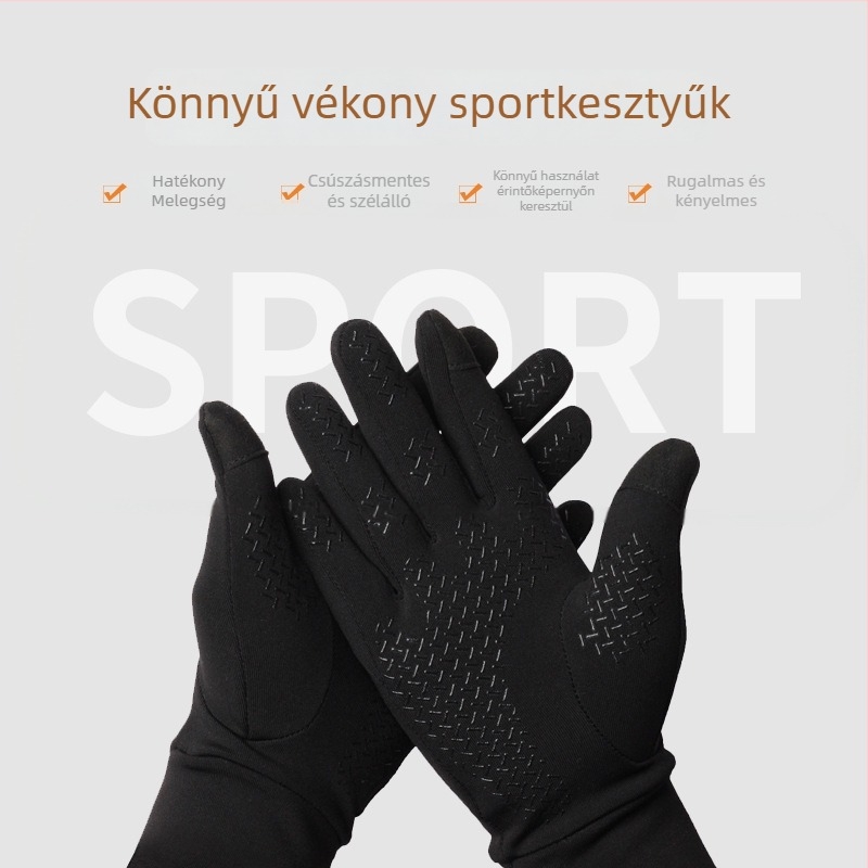 Simigo téli kerékpáros kesztyűk - elasztikus fleece anyag, csúszásmentes, érintőképernyő-kompatibilis, uniszex felnőtteknek