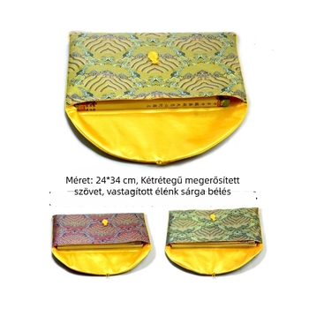 Ékszertáska, brokát anyag, egyrétegű, kínai stílus, asztali tárolás