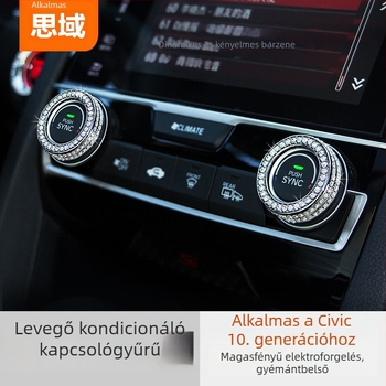 Civic X generációhoz kompatibil klímaberendezés gomb dekoratív gyűrű és középkonzol díszítés; fém; testreszabás nélkül