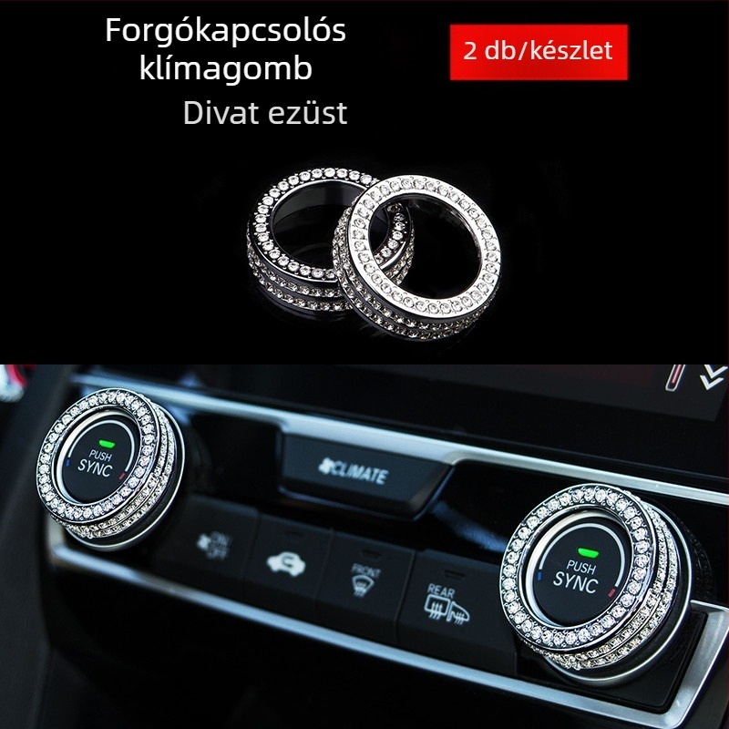 Civic X generációhoz kompatibil klímaberendezés gomb dekoratív gyűrű és középkonzol díszítés; fém; testreszabás nélkül