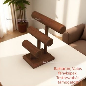 Fából készült ékszeres polc, kézzel készített, művészi stílus, három szint, kettős réteg, karkötők és órák bemutatására