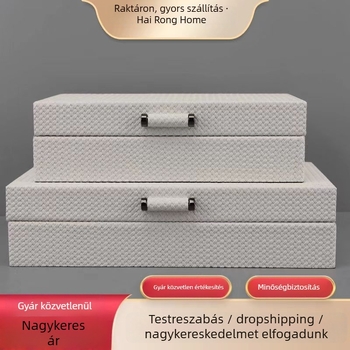 Bőrből készült ékszer- és kozmetikum tároló doboz csíkos mintával, mindennapi stílus, modell HR 7844934, testreszabható