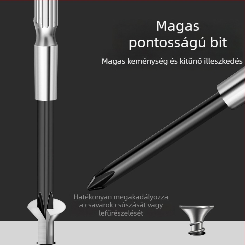 Órás csavarhúzó készlet keresztes és laposfejű tipussal, kiváló merevségű szénacélból, órák javítására és szétszerelésére
