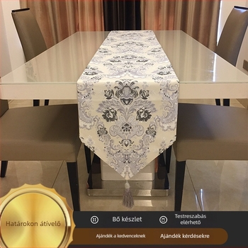 Asztalterítő európai ezüst jacquard virágos mintával, 85% poliészter / 15% polipropilén, testreszabható, Ronghe