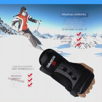 Csuklóvédők síeléshez és görkorcsolázáshoz, megerősítettek, hosszabbított csuklóvédők, állítható merev támasz