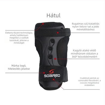 Csuklóvédők síeléshez és görkorcsolázáshoz, megerősítettek, hosszabbított csuklóvédők, állítható merev támasz