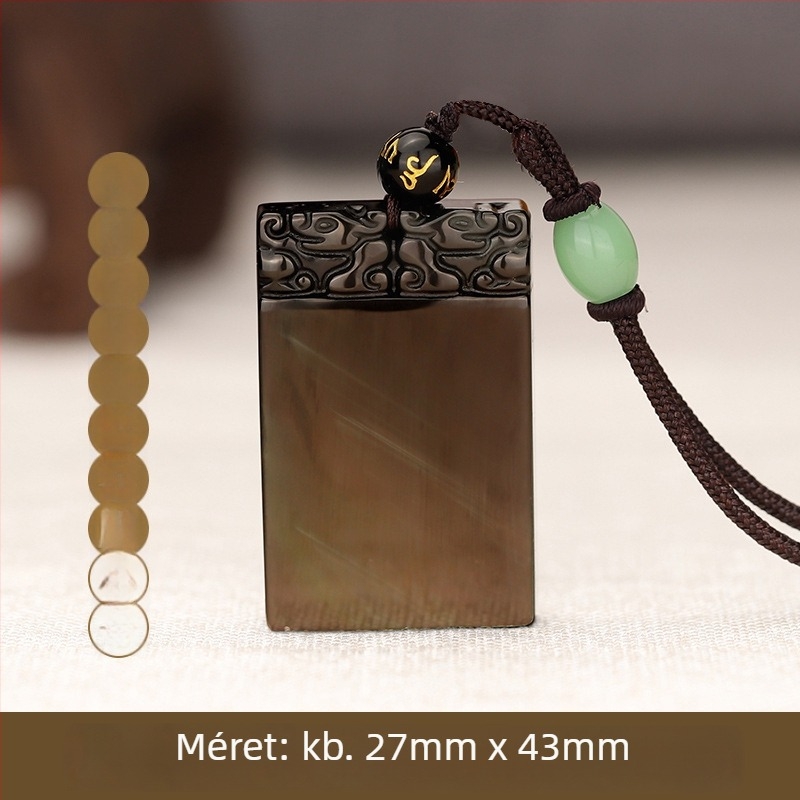 Obszidián nyaklánc — Természetes Ice Rainbow Eye, Geometriai stílus, Seiko befejezés, Qingya Jewelry, 2024 tavaszi listázás