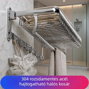 Fali törölközőtartó, 1 réteg, 304 rozsdamentes acélból, fúrás nélküli szerelés, teherbírás több mint 10 lb