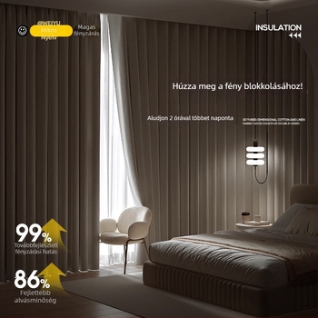 Kétoldalas mesterséges kender árnyékoló függöny, sima szövésű, selyemréteggel, 71–90% árnyékolás, modern minimalist stílus, bérleti függöny