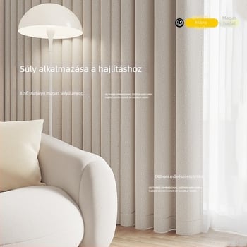 Kétoldalas mesterséges kender árnyékoló függöny, sima szövésű, selyemréteggel, 71–90% árnyékolás, modern minimalist stílus, bérleti függöny