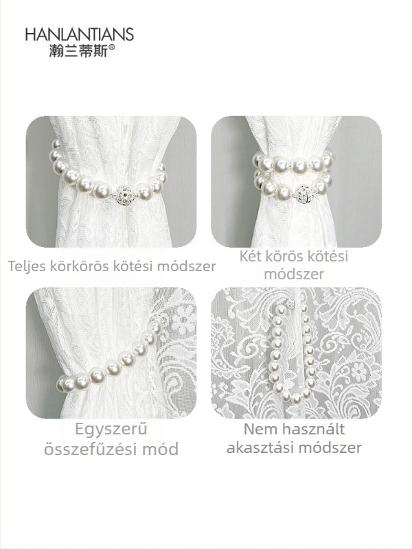 Függönykötő pántok mágneses díszítéssel és rhinestone gyöngyökkel, anyag: szövet, stílus: egyszerű és modern