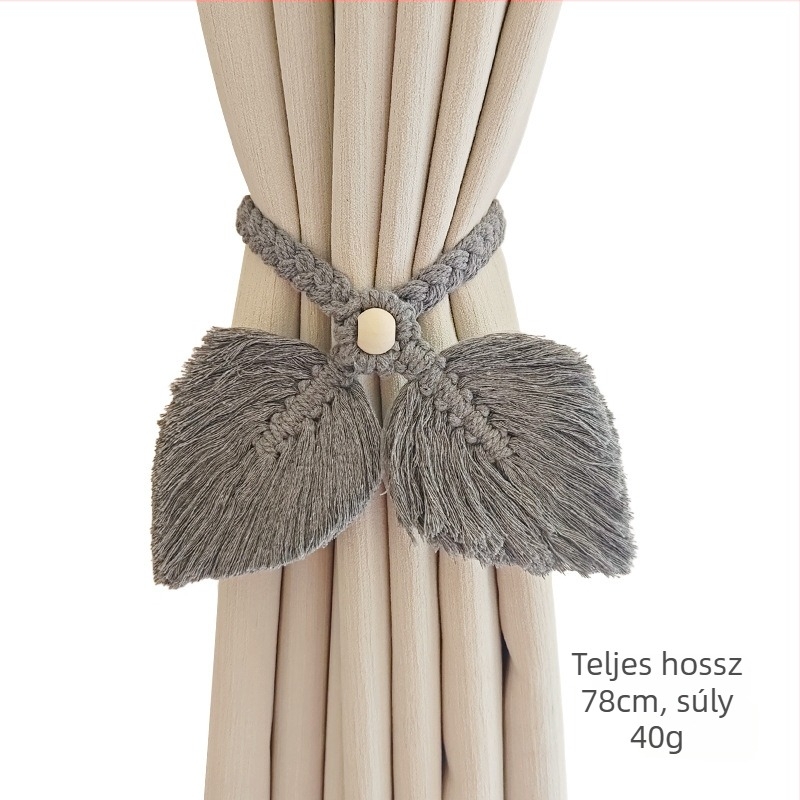 Kétlevelű függönykötő zsinórok, kézzel szőtt levél mintázatú zsinórok, textil anyag, modern minimális stílus, Nine Elephants