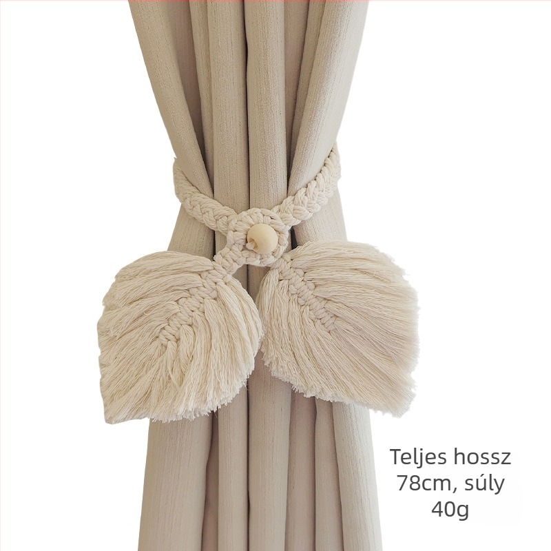 Kétlevelű függönykötő zsinórok, kézzel szőtt levél mintázatú zsinórok, textil anyag, modern minimális stílus, Nine Elephants
