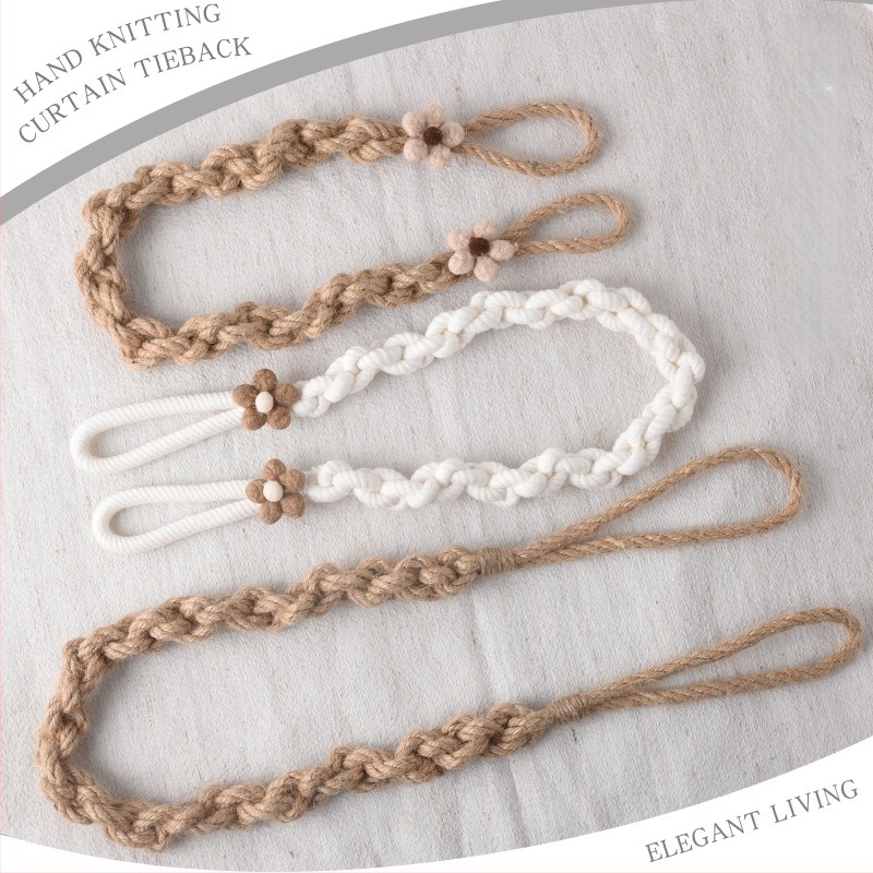 Függönyövek, kézzel szőtt pamut és len anyagból, friss virág motívummal, modern minimalista stílus, testreszabható