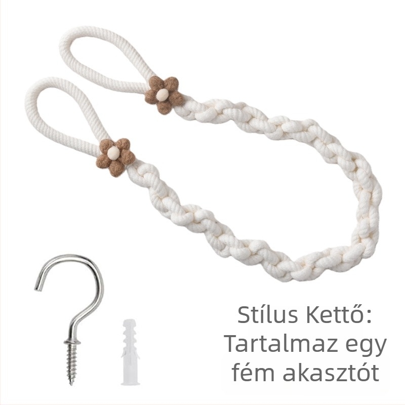 Függönyövek, kézzel szőtt pamut és len anyagból, friss virág motívummal, modern minimalista stílus, testreszabható