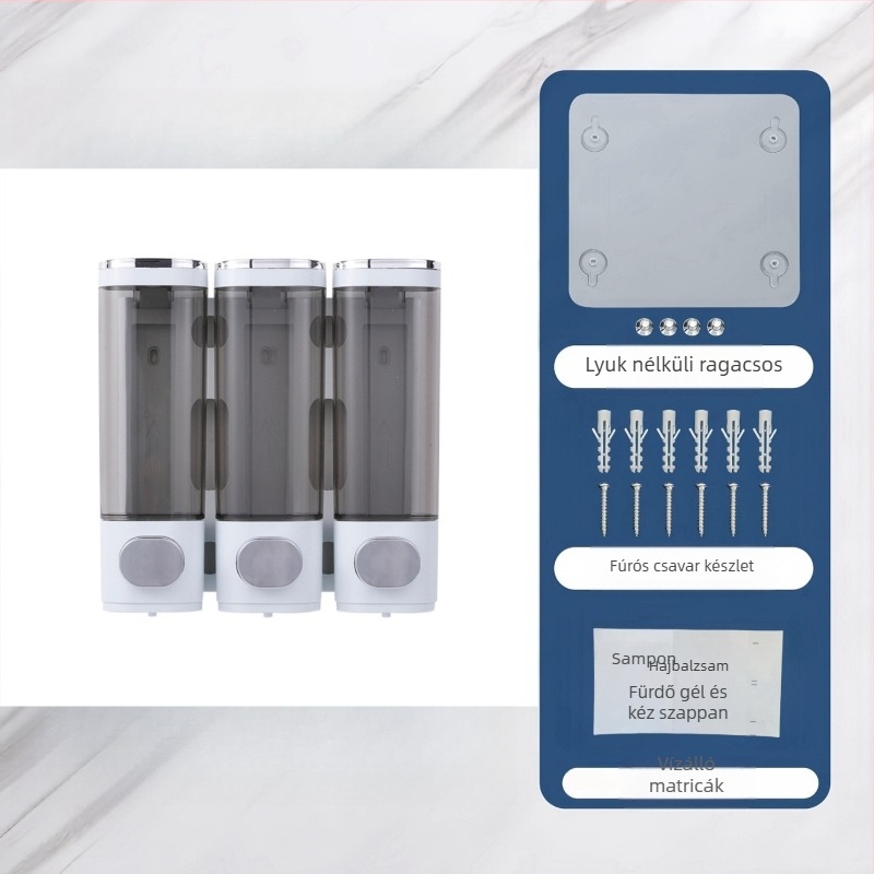 Műanyag falra szerelhető szappanadagoló érintéses szenzorral, fúrás nélküli rögzítés