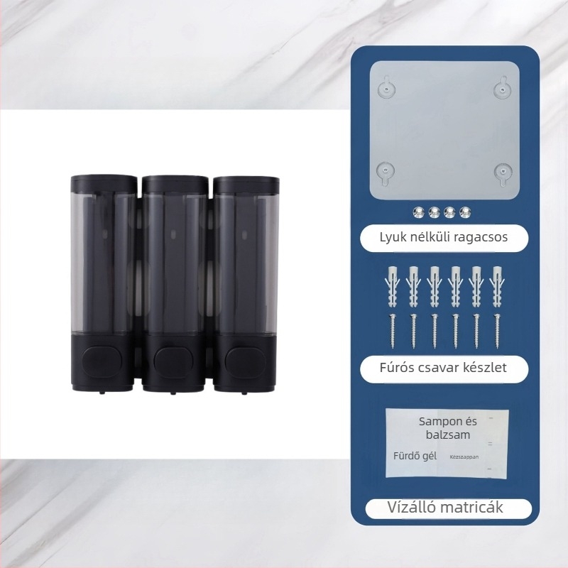 Műanyag falra szerelhető szappanadagoló érintéses szenzorral, fúrás nélküli rögzítés