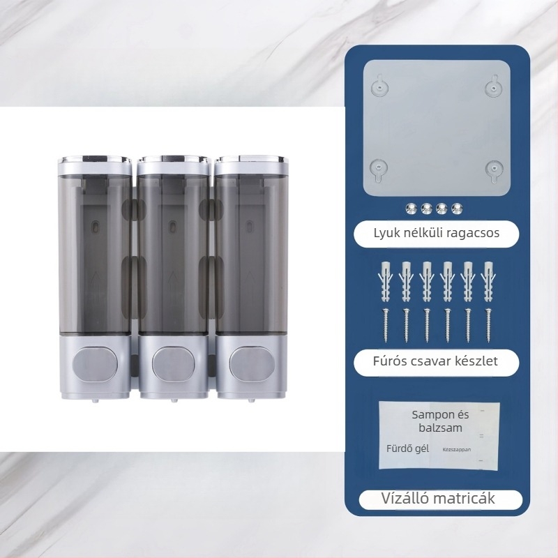 Műanyag falra szerelhető szappanadagoló érintéses szenzorral, fúrás nélküli rögzítés