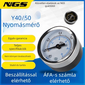 Pontos nyomásmérő légkompresszorhoz, 40 mm névleges átmérő, 0-1 tartomány, pontossági osztály 1.6, Modell Y40-01, NGS