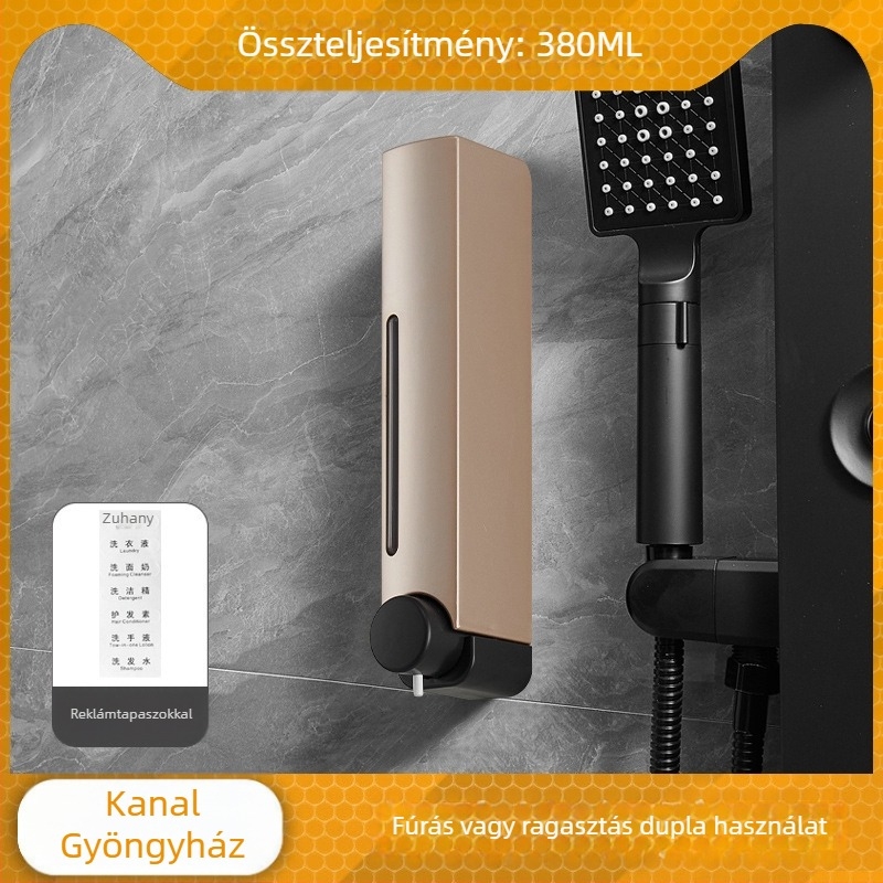 Fúrás nélküli falra szerelhető szappanadagoló – ABS, kézi nyomásos működés, oxidációs felület, modern minimál stílus, fürdőszobába és konyhába