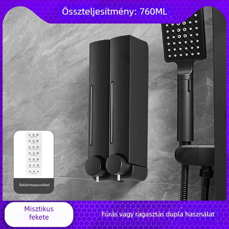 Fúrás nélküli falra szerelhető szappanadagoló – ABS, kézi nyomásos működés, oxidációs felület, modern minimál stílus, fürdőszobába és konyhába