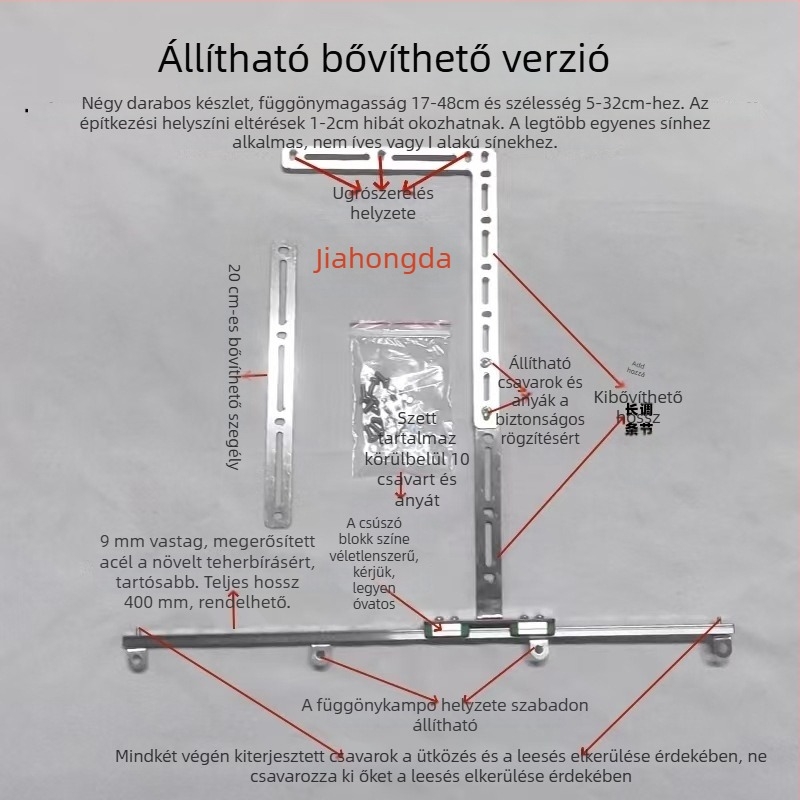Jiahongda Függöny Sín Tartó Balkonhoz - Elektromos, Kihúzható Egyenes Sín, Rozsdamentes Acél, Modern Minimalizmus
