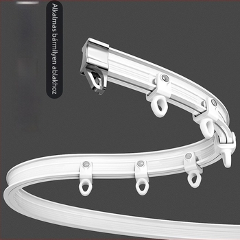 Rugalmas függönyvezető fix tartókkal U-alakú ablakhoz és L-alakú függönyrúddal, felső szerelés