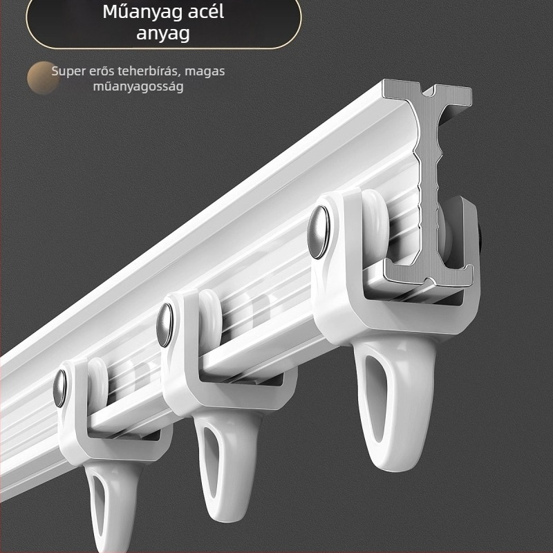 Rugalmas függönyvezető fix tartókkal U-alakú ablakhoz és L-alakú függönyrúddal, felső szerelés