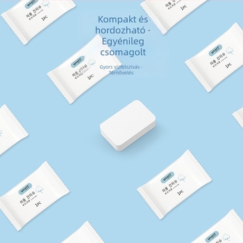 Egyszer használatos tömörített törölköző utazáshoz, növényi rostokból, több mint 50 g, egyedi csomagolásban, hordozható