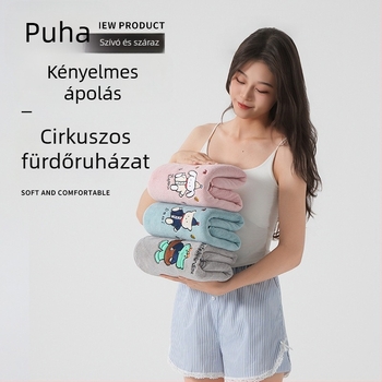 Fürdőlepedő korall plüss anyagból, hímzett karikatúra mintával, Set Sail; 150d; 300–400 g; vágott velúr