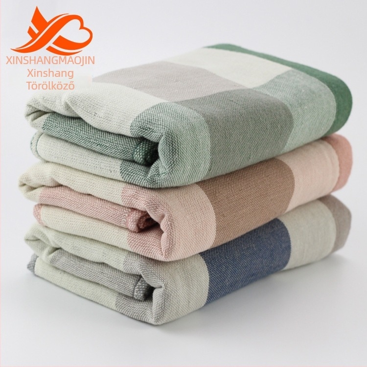 Gázas törölköző, 100% pamutból, kétoldalas kockás mintázat, jacquard szövés, 32s fonal, 300–400 g