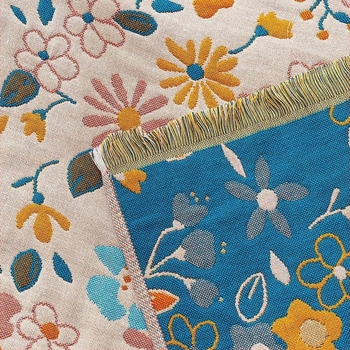 Pastorális stílusú jacquard pamut fürdőlepedő bojtokkal, lágy és nedvszívó, 32 szál, tömeg 300–400 g