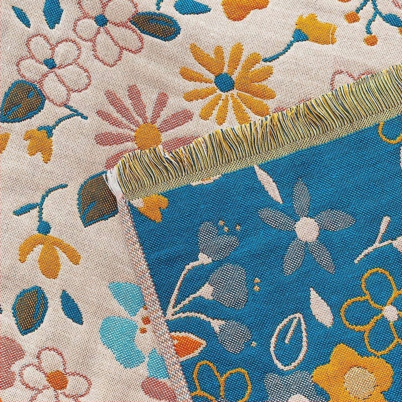 Pastorális stílusú jacquard pamut fürdőlepedő bojtokkal, lágy és nedvszívó, 32 szál, tömeg 300–400 g
