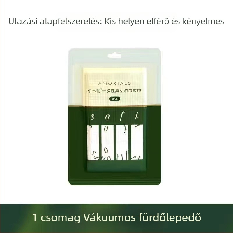 Wood grape egyszer használatos fürdőlepedő, száraz és nedves kettős használat, vákuum-kompresszált, utazáshoz külön csomagolással, 100% regenerált cellulózrost