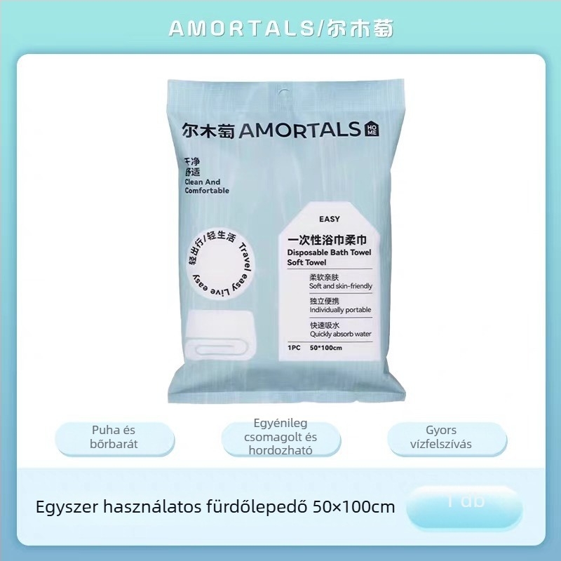 Wood grape egyszer használatos fürdőlepedő, száraz és nedves kettős használat, vákuum-kompresszált, utazáshoz külön csomagolással, 100% regenerált cellulózrost